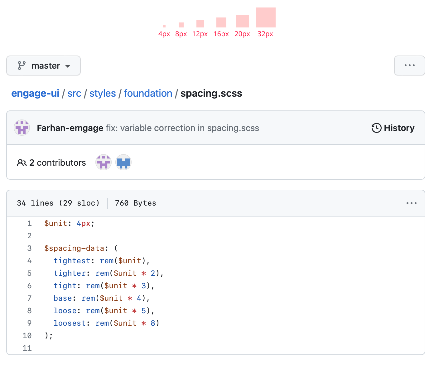 Engage design system spacing variables